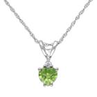 10k White Gold Peridot & 1/5 Carat T.w. Diamond Heart Pendant Necklace, Women's, Size: 18, Green