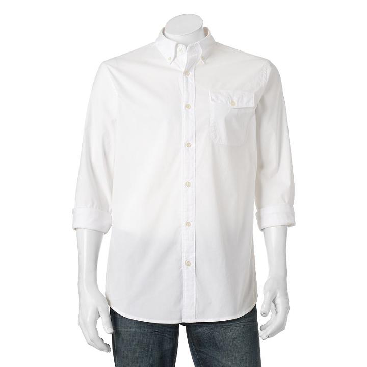 Men's Sonoma Goods For Life&trade; Flexwear Modern-fit Stretch 1-pocket Button-down Shirt, Size: Medium, White