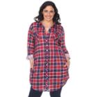 Plus Size White Mark Plaid Flannel Tunic, Women's, Size: 3xl, Red
