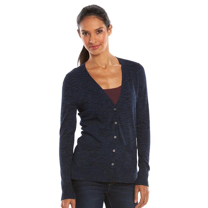 Women's Sonoma Goods For Life&trade; Solid Cardigan, Size: Xs, Dark Blue