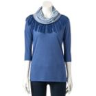 Women's French Laundry Fringe Scarf Sweater, Size: Xl, Blue