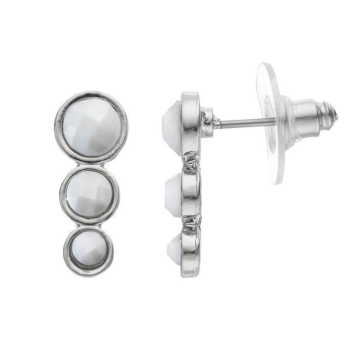 Graduated White Stone Nickel Free Linear Drop Earrings, Women's