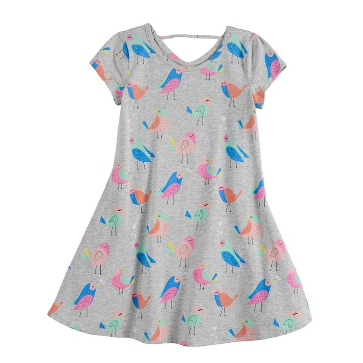 Girls 4-10 Jumping Beans&reg; Birdies Swing Dress, Size: 7, Light Grey