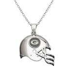 Green Bay Packers Sterling Silver Helmet Pendant Necklace, Women's, Size: 18