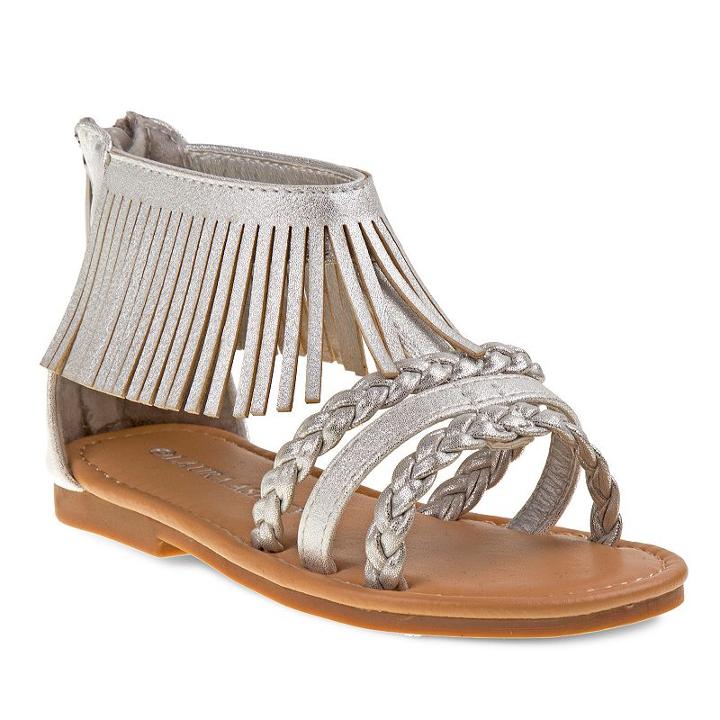 Laura Ashley Toddler Girls' Fringe Ankle Cuff Sandals, Girl's, Size: 9 T, Silver