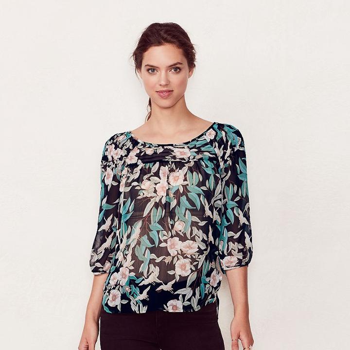 Women's Lc Lauren Conrad Pintuck Peasant Top, Size: Xl, Light Pink