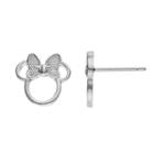 Disney's Minnie Mouse Sterling Silver Stud Earrings, Women's, Grey