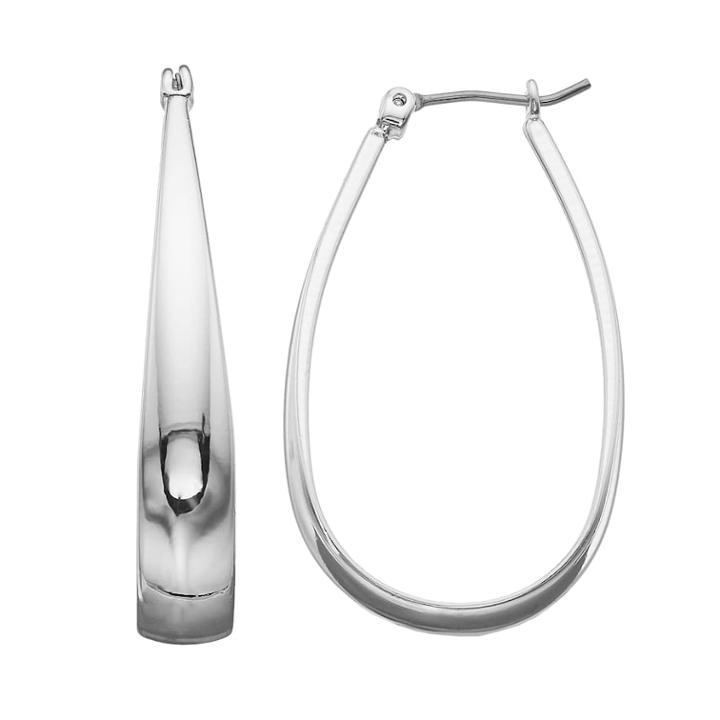 Napier Silver Oval Hoop Earring, Women's