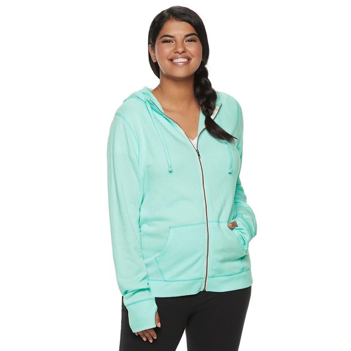 Juniors' Plus Size So&reg; Zip-up Hoodie, Teens, Size: 3xl, Light Blue