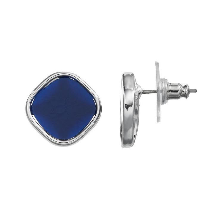 Chaps Blue Square Earrings, Women's, Navy