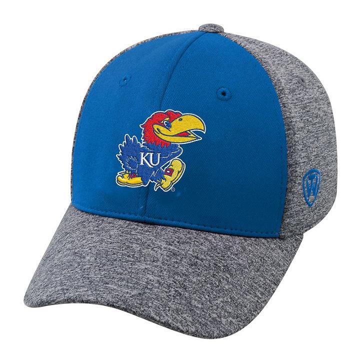 Top Of The World, Adult Kansas Jayhawks Pressure One-fit Cap, Med Blue