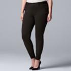 Plus Size Simpy Vera Vera Wang Midrise Skinny Ponte Pants, Women's, Size: 0x Short, Dark Brown