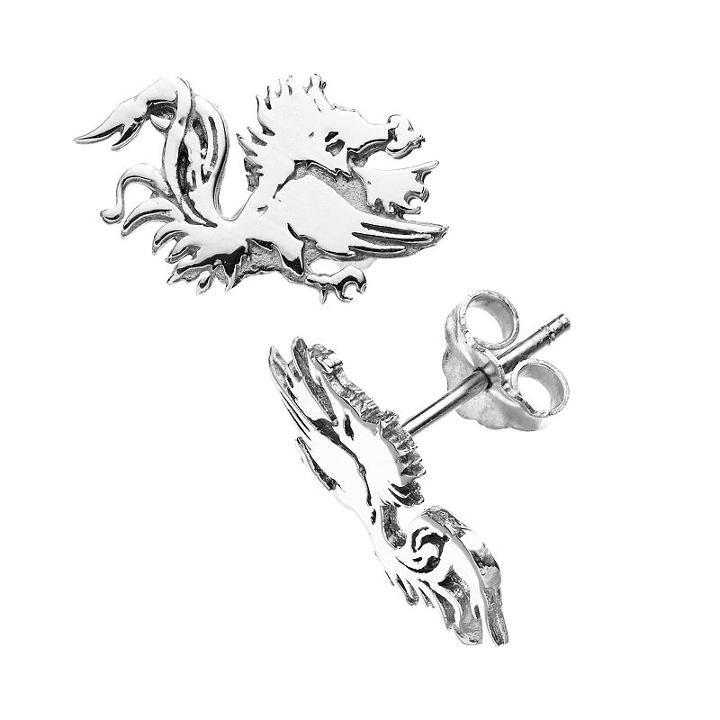 Dayna U South Carolina Gamecocks Sterling Silver Logo Stud Earrings, Women's, Grey