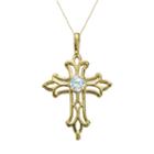 10k Gold Aquamarine Filigree Cross Pendant, Women's, Size: 18, Blue