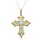 10k Gold Aquamarine Filigree Cross Pendant, Women's, Size: 18, Blue