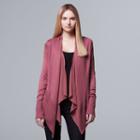 Women's Simply Vera Vera Wang Ribbed Flyaway Cardigan, Size: Xl, Pink
