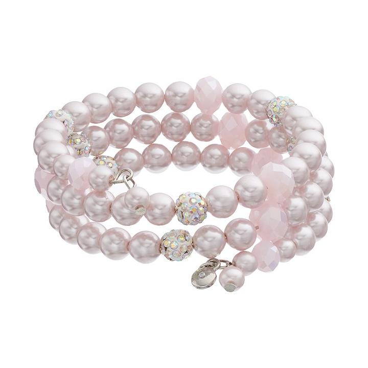 Pink Simulated Pearl Coil Bracelet, Women's