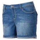 Juniors' Plus Size Wallflower Curvy Chevron Pocket Denim Midi Shorts, Girl's, Size: 18 W, Med Blue