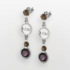 Lsu Tigers Silver Tone Crystal Logo Linear Drop Earrings, Women's, Multicolor