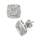 Sterling Silver 1/4-ct. T.w. Diamond Halo Stud Earrings, Women's, White