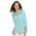 Women's Croft & Barrow&reg; Lace Yoke Popover Top, Size: Xxl, Turquoise/blue (turq/aqua)