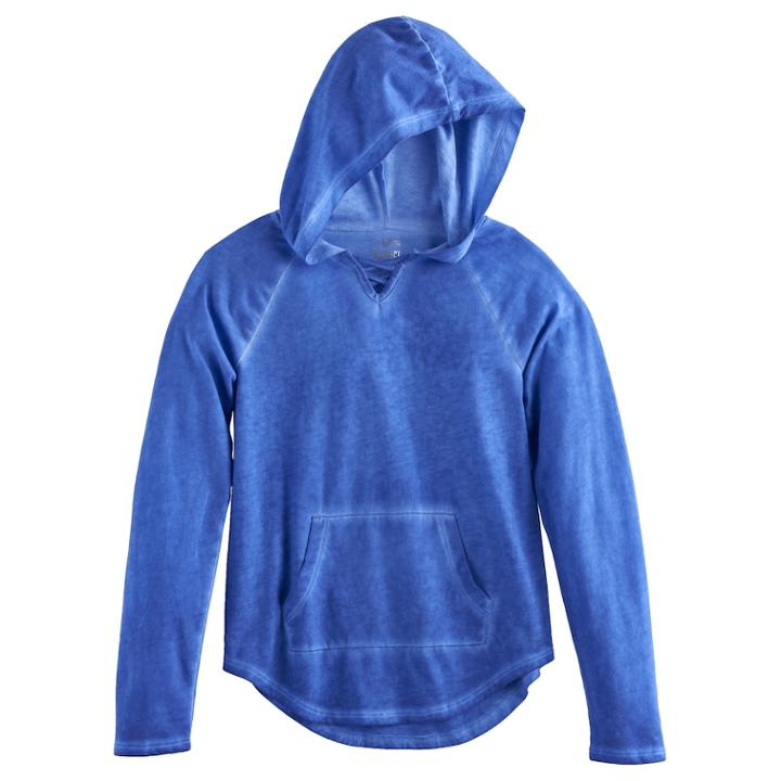 Girls 7-16 So® Front Lace-up Neck Hoodie, Size: 7-8, Blue