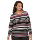 Plus Size Croft & Barrow&reg; Striped Textured Sweater, Women's, Size: 2xl, Brt Red