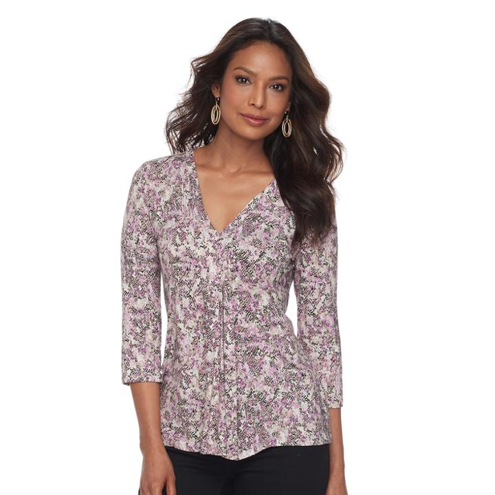 Women's Dana Buchman Release-pleat Top, Size: Large, Black