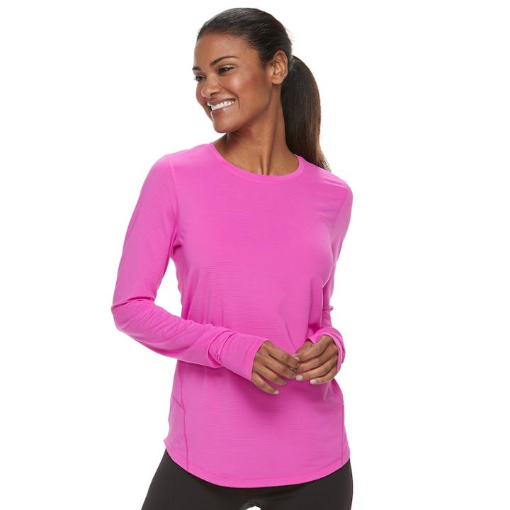 Women's Tek Gear&reg; Thumb Hole Long Sleeve Tee, Size: Large, Brt Purple