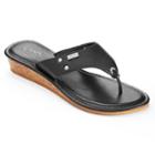 Chaps Women's Hooded Wedge Flip-flops, Size: Medium, Black