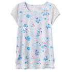 Girls 7-16 & Plus Size So&reg; Floral Lace Sleeve Tee, Girl's, Size: 10, Black