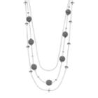 Striped Bead Multistrand Long Necklace, Women's, Black