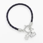 Logoart New York Yankees Devotion Silver Tone Crystal Charm Bracelet, Women's, Size: 8, Blue