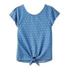 Girls 7-16 So&reg; Polka Dot Chambray Top, Girl's, Size: 7-8, Light Blue
