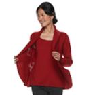 Women's Croft & Barrow&reg; Cozy Layered Cardigan Set, Size: Large, Dark Red