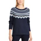 Women's Chaps Fairisle Crewneck Sweater, Size: Medium, Blue (navy)