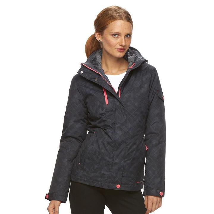 Women's Free Country Hooded Plaid Systems Jacket, Size: Large, Black
