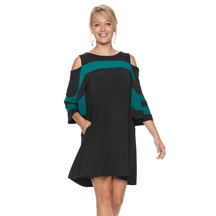 Women's Nina Leonard Oversized Sleeve Cold-shoulder Dress, Size: Xl, Oxford