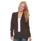 Women's Croft & Barrow&reg; Heathered Open-front Cardigan, Size: Large, Dark Brown