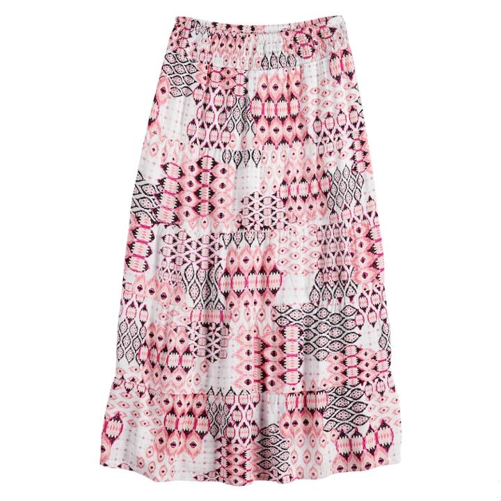 Girls 7-16 Joey B Tiered Gauze Maxi Skirt, Size: Medium, Med Pink