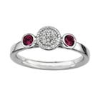 Stacks And Stones Sterling Sterling Silver Rhodolite Garnet And Diamond Accent Stack Ring, Women's, Size: 6, Red