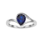 Sterling Silver Lab-created Blue & White Sapphire Teardrop Ring, Women's, Size: 8