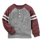 Boys 4-12 Oshkosh B'gosh&reg; Raglan Striped Sleeve Henley, Size: 8, Grey