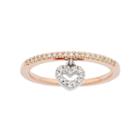 1/6 Carat T.w. Diamond Two Tone 10k Rose Gold Heart Charm Ring, Women's, Size: 9, White