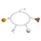Silver Plated Initial & Emoji Charm Bracelet, Women's, White