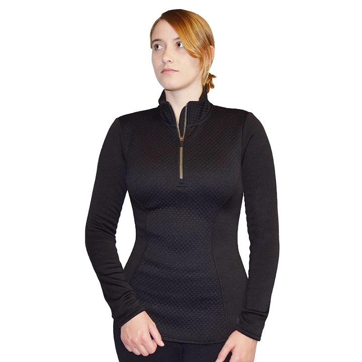 Women's Snow Angel Minx Mountain Quilted Quarter Zip Top, Size: Large, Black
