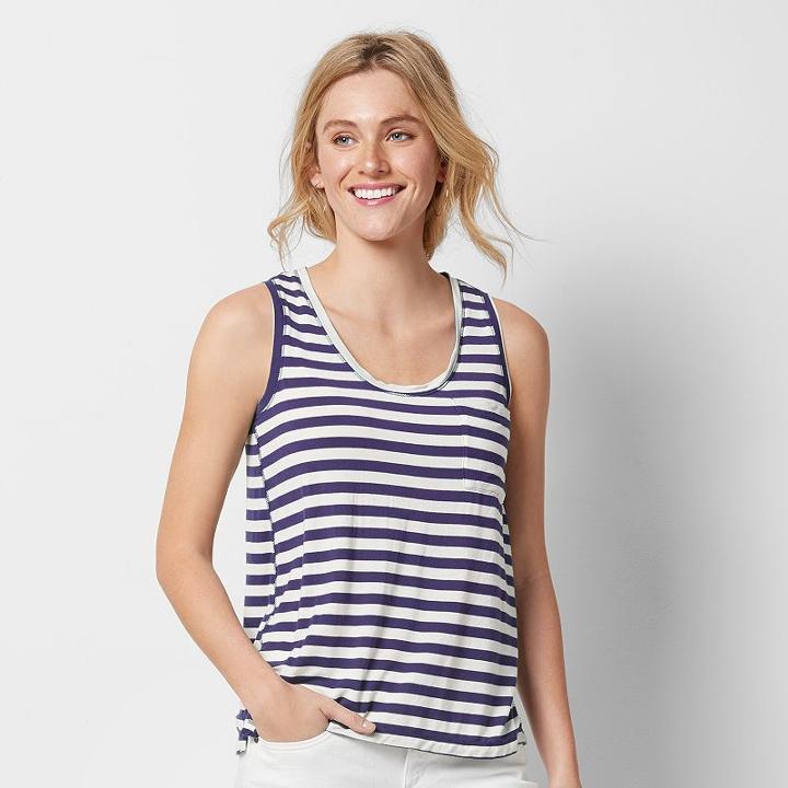 Women's Sonoma Goods For Life&trade; Striped Scoopneck Tank, Size: Small, Med Purple