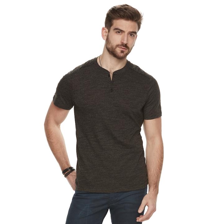 Men's Rock & Republic Mock-layered Henley Tee, Size: Medium, Dark Green
