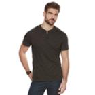 Men's Rock & Republic Mock-layered Henley Tee, Size: Medium, Dark Green
