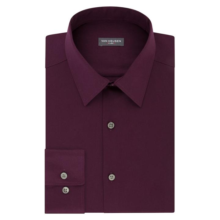 Men's Van Heusen Slim-fit Flex Collar Stretch Dress Shirt, Size: 16-34/35, Drk Purple